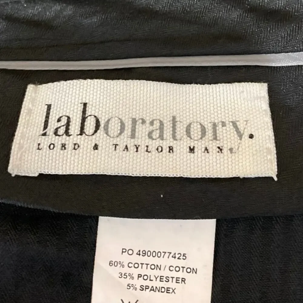 Laboratory Lord & Taylor Men's Black Straight Skinny Trousers Dress Pants Sz 36